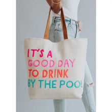 Load image into Gallery viewer, Cream Drink By The Pool Tote