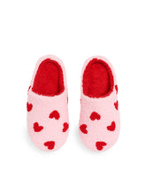 Load image into Gallery viewer, Blush Slippers with Red Hearts