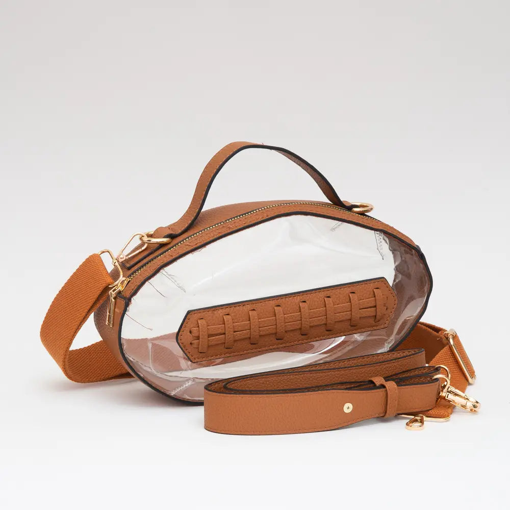 Football shaped clear stadium bag
